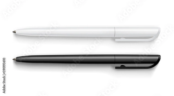 Fototapeta white and black pen isolated on white background mock up 