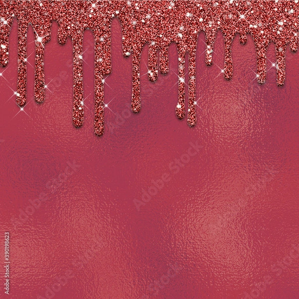 Obraz Dripping glitter paint on foil background