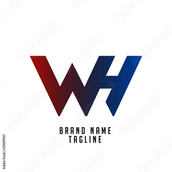 Obraz WH initials logo, name initials logo, company initials logo, person initials logo