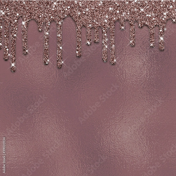 Obraz Dripping glitter paint on foil background