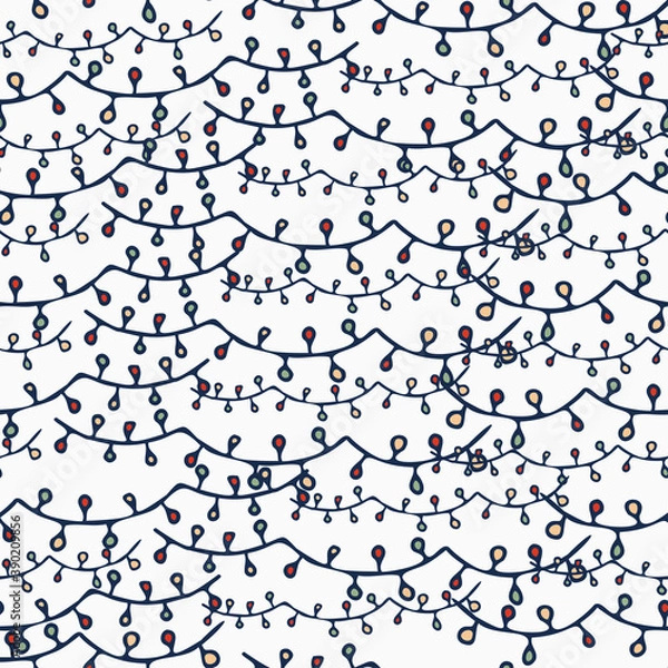 Obraz Vector seamless colorful pattern design with decorative Christmas garlands on white background