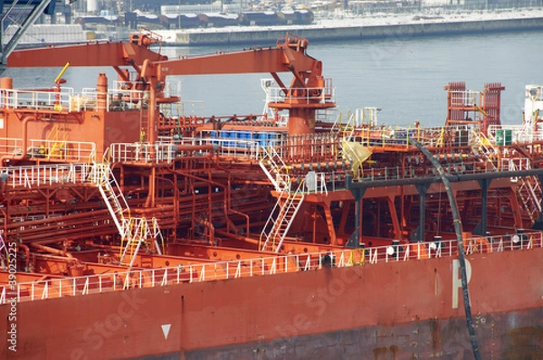 Fototapeta merchant ship during navigation and cargo operations