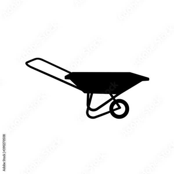 Obraz wheelbarrow isolated on white background. Silhouette vector design. 