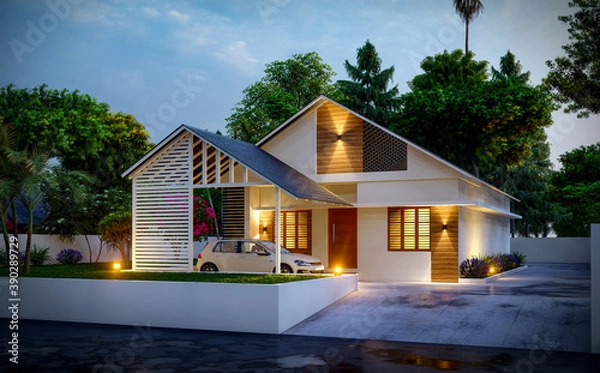 Obraz 3D DIGITAL ILLUSTRATION OF A HOUSE ELEVATION