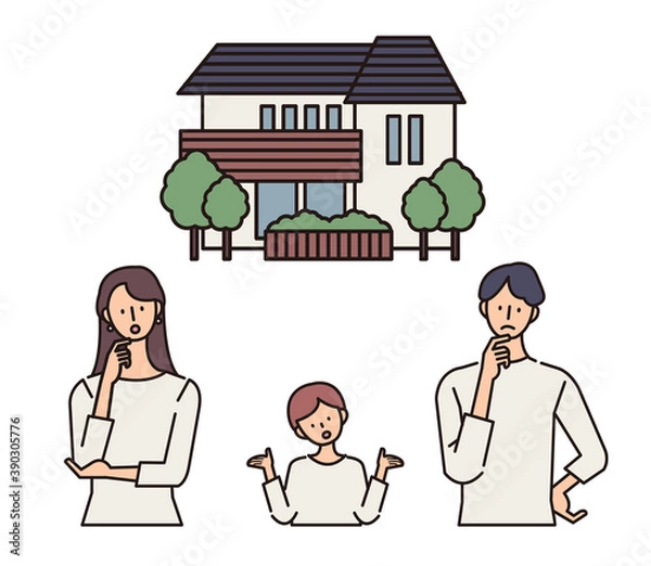 Obraz 二世帯住宅のイラスト 家族のベクターイラスト