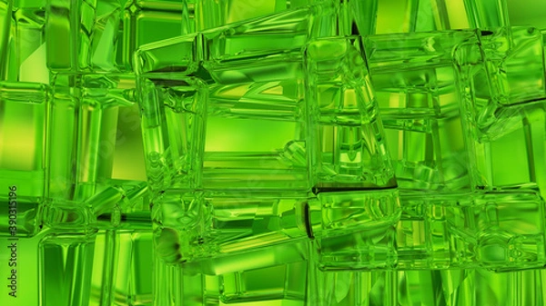 Obraz Green tiled mosaic background with copy space. 3D rendering