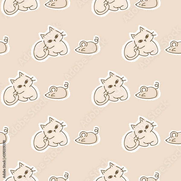 Fototapeta 猫のシームレスパターン