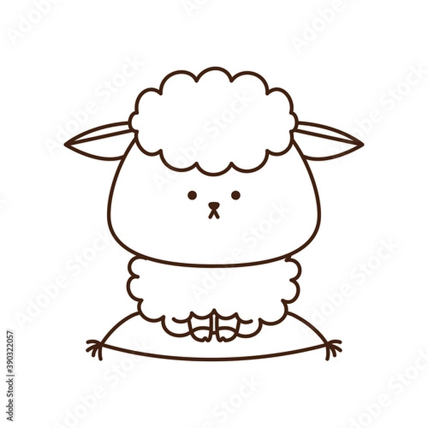 Fototapeta 年賀状に使える干支（未）が座布団に座っている白黒のイラスト