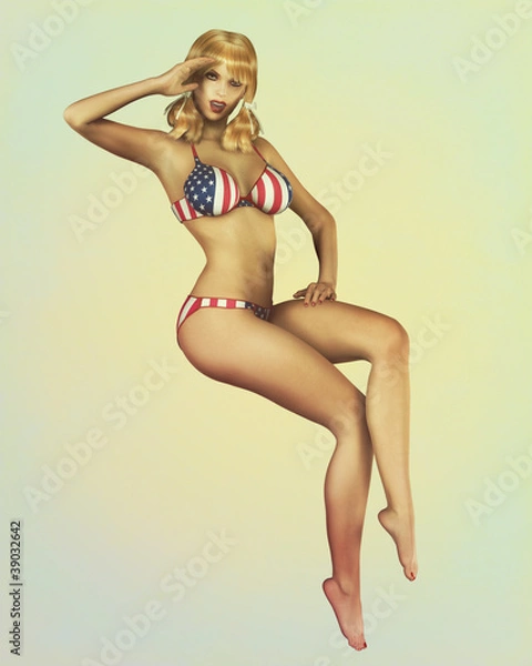 Fototapeta Vintage Retro Style Pinup Illustration