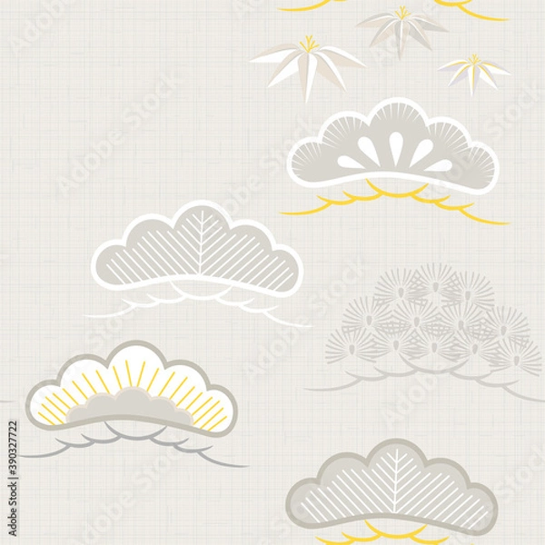Fototapeta Seamless pattern with pine tree. Japanese pattern. Ornament with oriental motifs. Vector.