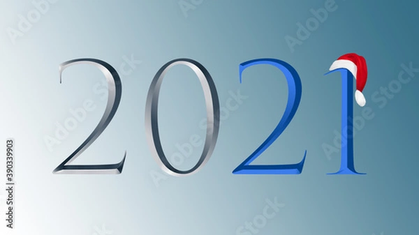 Fototapeta Numbers 2021 (blue numbers on a blue background).
