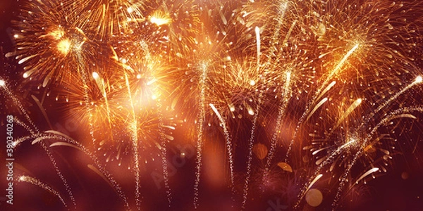 Obraz Creative festive firework scene background image, illustration background, illustration rendering