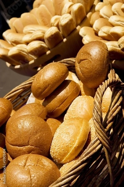 Obraz Basket of fresh buns ready for barbecue
