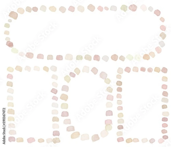 Fototapeta 額縁、フレーム、水彩、水玉、ポップ、グラフィック素材、（パステル、ピンク、オレンジ系）
