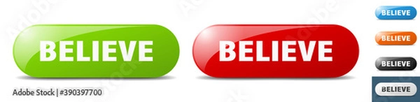 Fototapeta believe button. key. sign. push button set
