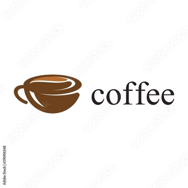 Fototapeta Cup and coffee bean combination. This logo is for a Coffee company or coffee shop. Images can be used to design business cards, envelopes, letterhead, Facebook, Yotube, etc.