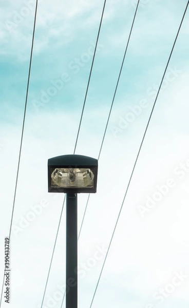 Fototapeta Abstract Electrical Lines, Light and Sky