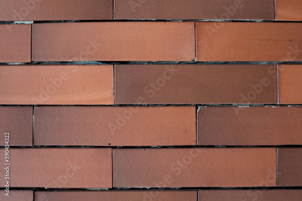 Obraz Red brick wall background. New wall with grey cement.