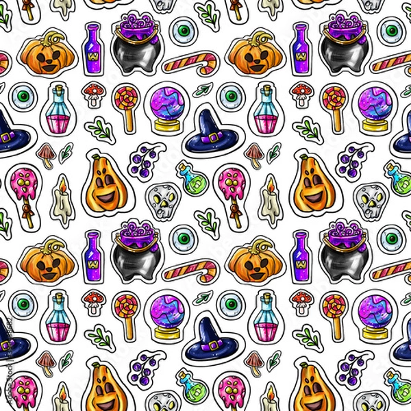Fototapeta Halloween pattern. Themed pattern from the Halloween series on a white background.