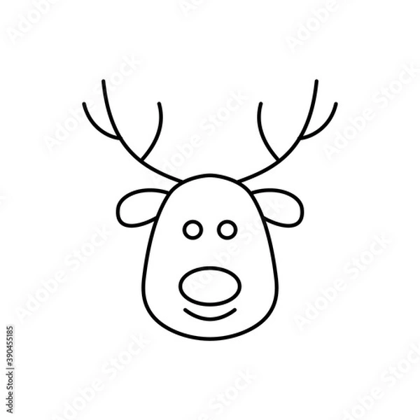 Obraz Vector drawing of a reindeer head, Santa Claus deer on a light background.