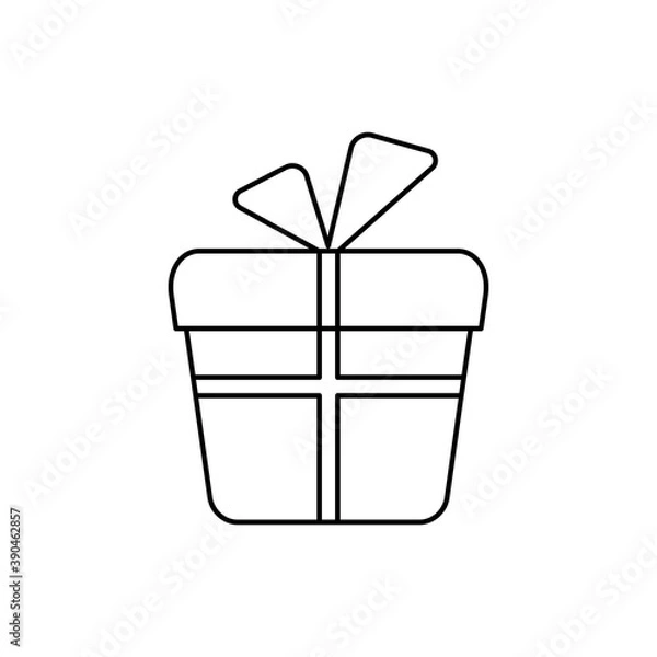 Fototapeta Vector drawing of a gift, gift box drawn with lines on a light background.