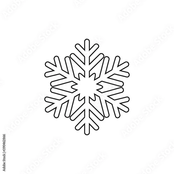 Obraz Vector drawing of a snowflake drawn by lines on a light background.