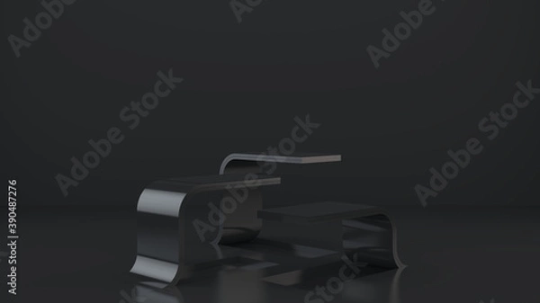Obraz Three black empty podiums or stands for product presentation. 3d render.