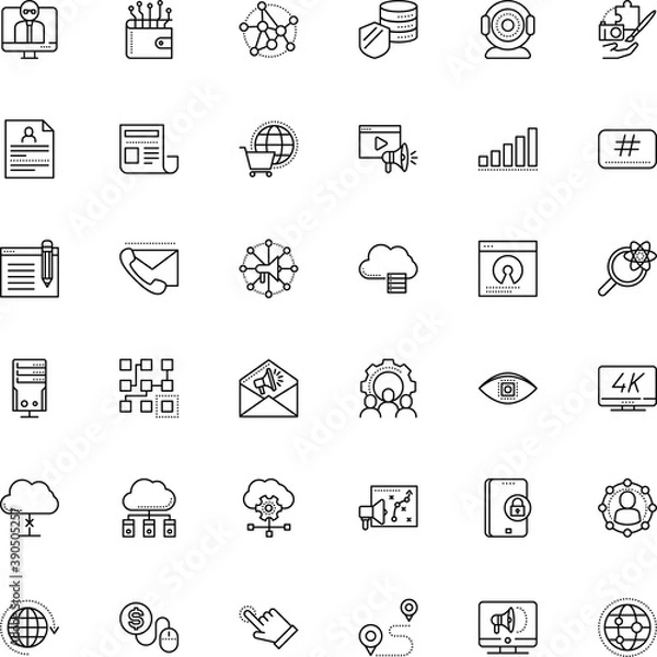 Fototapeta internet vector icon set such as: circuit, download, machine, cart, financial, no, online promotion, direction, collaboration, control, padlock, badge, lens, develop, affiliate, support, license