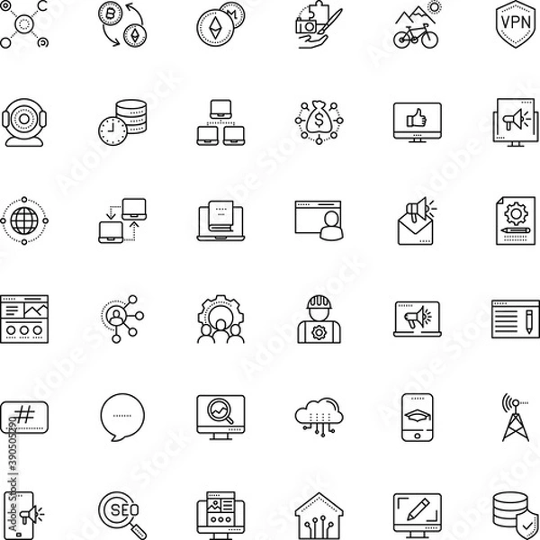 Obraz internet vector icon set such as: worker, settings, smartphone, portal, team, tracking, employee, vietnamese, cam, revenue, travel, guitar, program, hosting, sourcing, authentication, realtime, wave