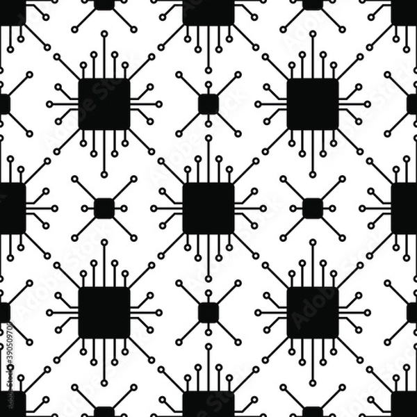 Obraz seamless microchip pattern on the circuit board