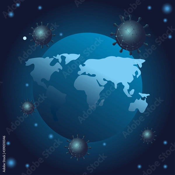 Fototapeta Covid 19 virus stats world gradient style icon vector design