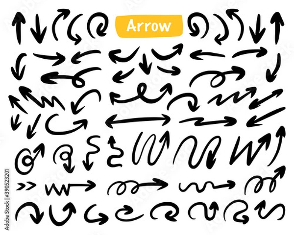 Obraz Arrow shape big set drawing doodle collection