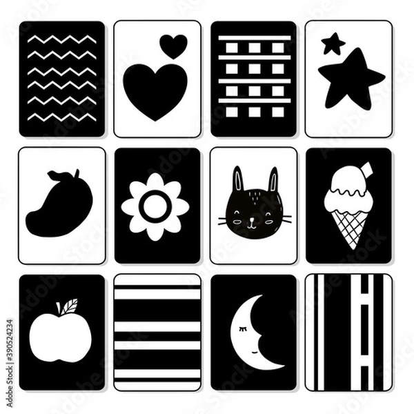 Obraz Black and white flash card with high contrast for baby vector