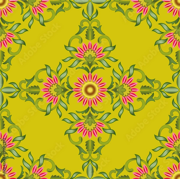 Fototapeta yellow indian design pattern