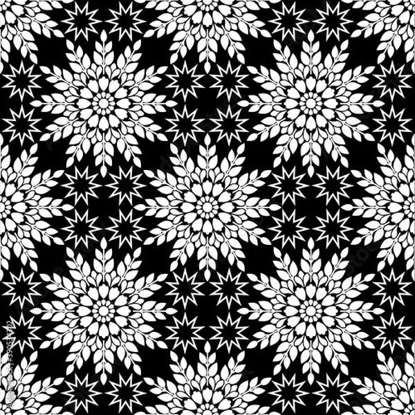 Fototapeta black and white seamless pattern