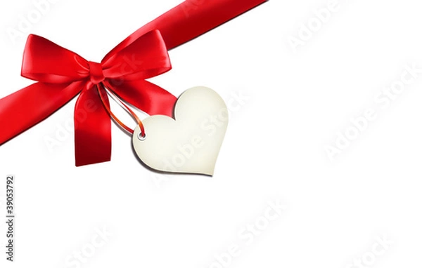 Obraz Rote Schleife mit Herzlabel