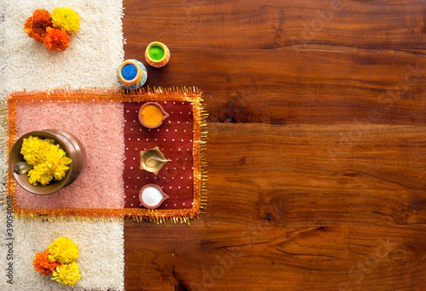 Obraz Elementy Diwali Puja na świętowanie w domu