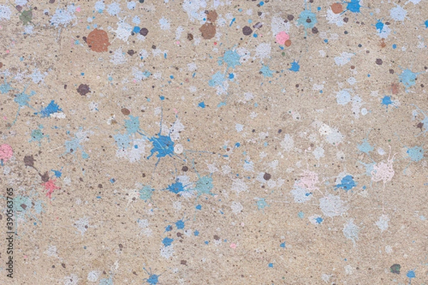 Fototapeta Top view dirty dripping paint stains on concrete floor texture abstract background