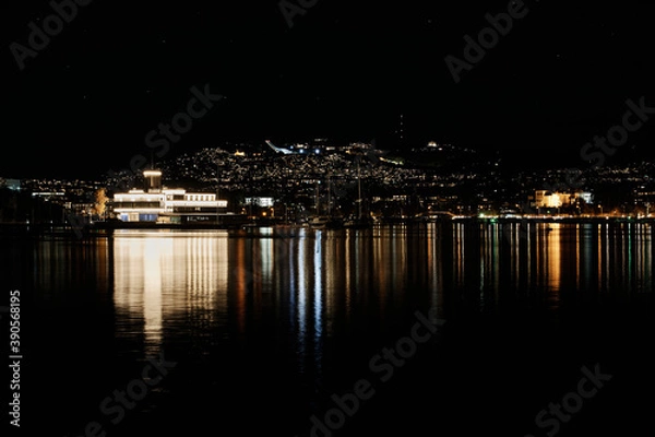 Obraz Night scape of Oslo, Norway. Shot from Bygdøy at the Fram museum. 