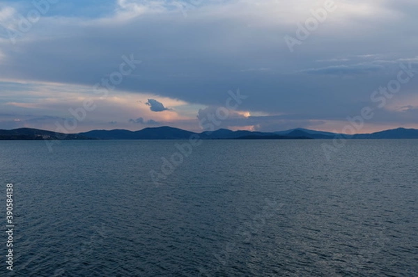 Fototapeta view of the sea and mountains
