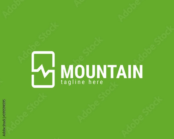 Obraz Moutain logo, line art design vector