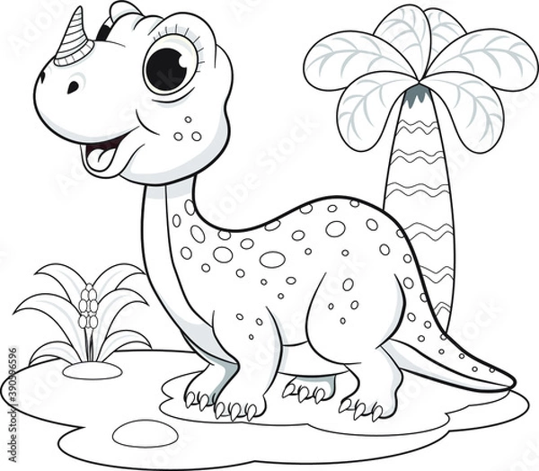 Obraz Zabawna kolorowanka dinozaura dla dzieci