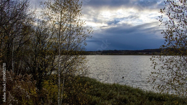 Fototapeta sunset over the river