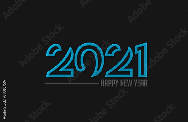 Fototapeta Happy New Year 2021 Text Typography Design Patter, Vector illustration.