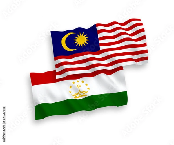 Fototapeta Flags of Tajikistan and Malaysia on a white background