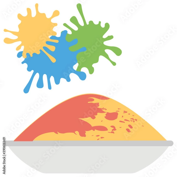 Fototapeta 
A plate filled with colorful grains and stains alongside depicting spring festival holi
