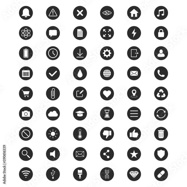 Fototapeta Simple set black button icon