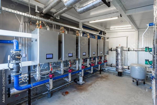 Obraz gas boiler room, boilers and equipment