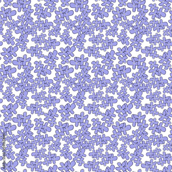 Fototapeta seamless pattern design blue flowers on white background