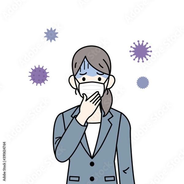 Fototapeta 風邪をひく　会社員　女性